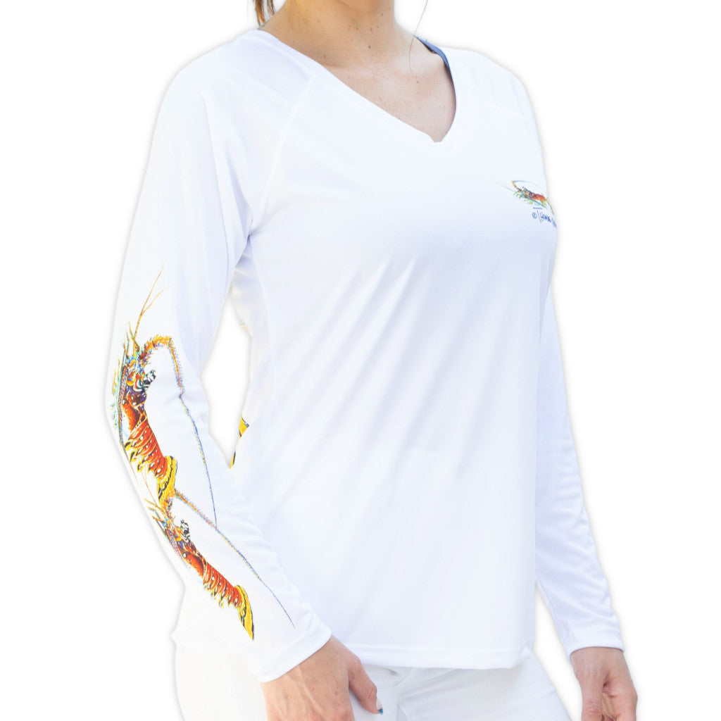 Women's White Long Sleeve Fishing Shirt